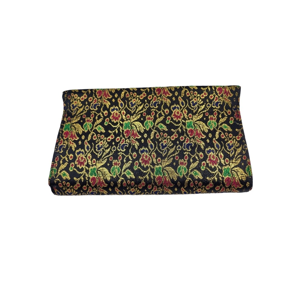 Vintage Tension Closure Clutch Handheld‎ Purse Gold Green Red Black Christmas